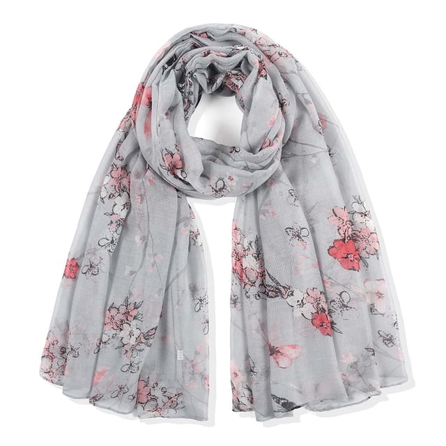 Women Fashion Floral Printing Paris Gauze Scarf Tie Scarf Prevents Basks In Cape Large Scarf