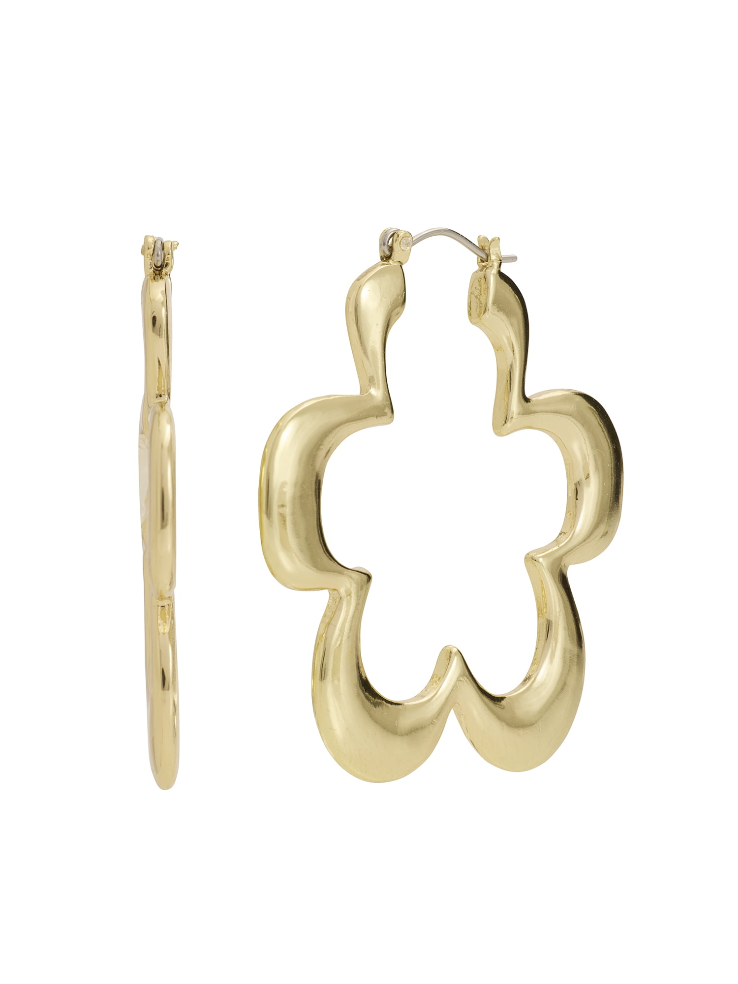 Madden NYC Women's Gold-Tone Flower Hoop Earrings
