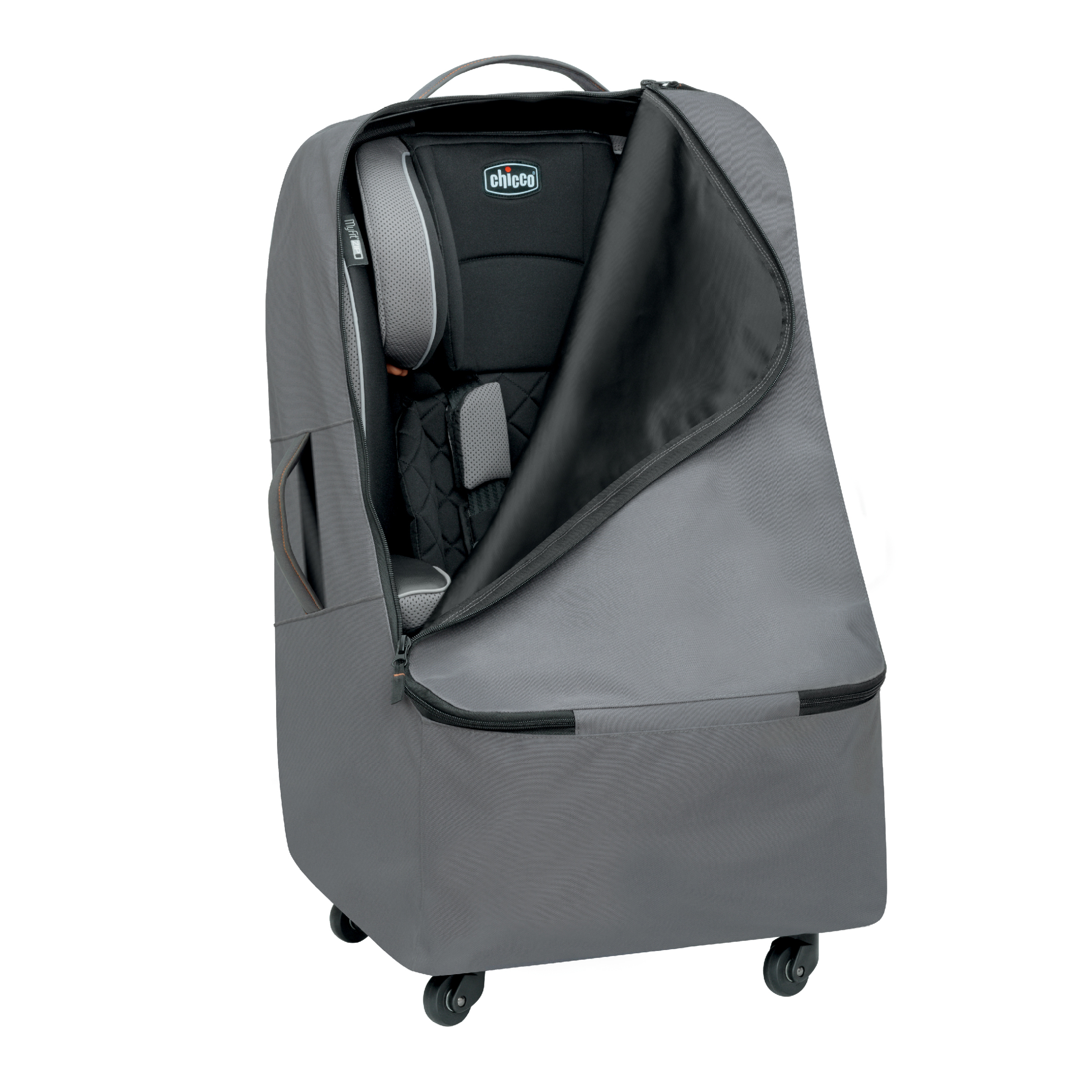 Chicco Car Seat Travel Bag with Spinner Wheels and Backpack Straps  Anthracite (Grey)