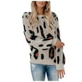 thumbnail image 2 of AOOCHASLIY 2023 Womens Sweater Ladies Casual Long-Sleeved Leopard Print Round Neck Pullover Sweater, 2 of 5