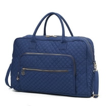 MKF Collection Jayla Women’s Solid Quilted Cotton Duffle Bag For Travel by Mia K - Navy Blue
