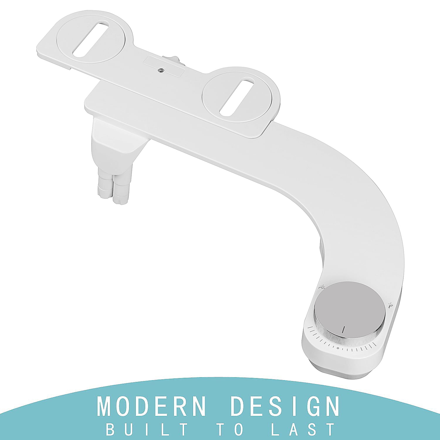 Bidet Attachment for Toilet - Left Handed Bidet Ultra-Slimt Non-Electric Dual Nozzle (Frontal & Rear Wash) Adjustable Water Pressure, Water Bidet Toilet Seat Attachment,Easy to Install (Silver)