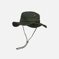 thumbnail image 4 of Bpyeka Men's Vintage Tactical Wide Brim Boonie Hat, Foldable Adjustable Chin Strap Outdoor Hiking Fishing Sun Bucket Hat Free Size, Army Green, 4 of 5