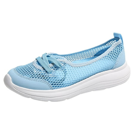 

Blphud Women Slip on Sneakers Summer Shoes for Women 2024 Shoes for Women Women Casual Shoes Fashionable Mesh Hollowed out Breathable Comfortable Flat Bottomed Non Slip Solid Color Shoes Sky Blue 41