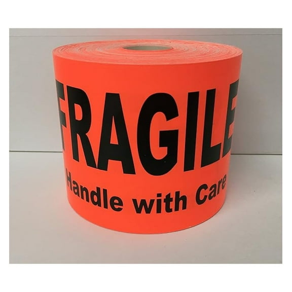 Fragile Handle with Care Stickers - 4x6 Large Red Shipping Labels (250/Roll) - Pallet & Package Handling - Self-Adhesive Special Handling Labels