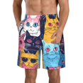 thumbnail image 1 of Fotbe Colorful Cats Pattern Art Trajes de Baño Estampados para Hombre, Shorts de Verano de Secado Rápido, Ropa de Playa, Bañadores-Medium, 1 of 6