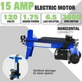 thumbnail image 2 of Hykolity 6.5 Ton Electric Log Splitter with Stand, Horizontal Wood Splitter with 15A Motor, Firewood Cutting Machine, 2 of 9