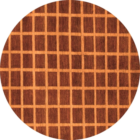 Ahgly Company Indoor Round Checkered Orange Modern Area Rugs, 5' Round