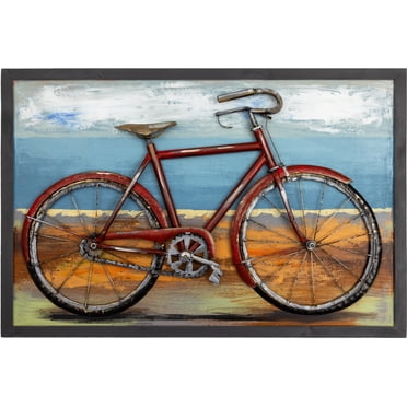3D Metal Wall Art - Red Bicycle C0122