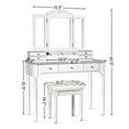 thumbnail image 3 of Topbuy Vanity Makeup Dressing Table Set w/ Drawer Mirror Necklace Hook White, 3 of 9