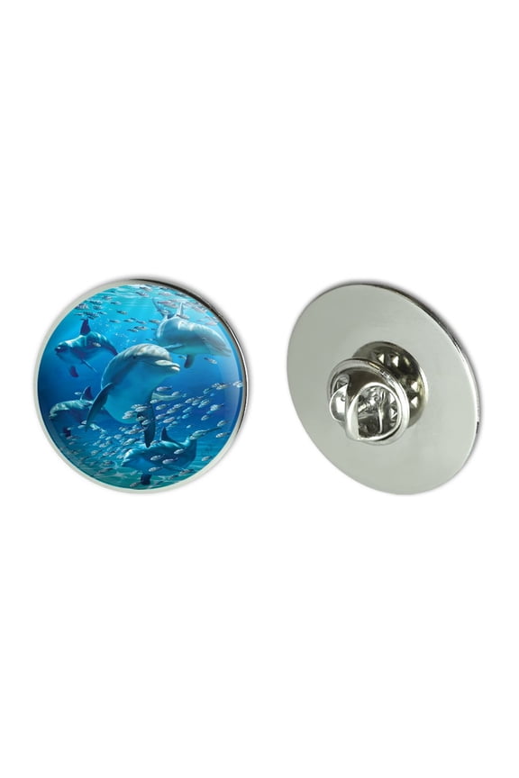 Dolphins Pod Underwater Diving Ocean Metal 1.1" Tie Tack Hat Lapel Pin Pinback