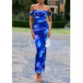 thumbnail image 5 of PRETTYGARDEN Women's Floral Maxi Dress 2025 Summer Off Shoulder Mesh Elegant Cocktail Party Ruched Bodycon Dresses, 5 of 8
