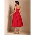 thumbnail image 2 of Vibrant Red Spaghetti Strap Fit & Flare Midi Dress For Elegant Parties, Date Nights, Or Sophisticated Daywear, 2 of 7