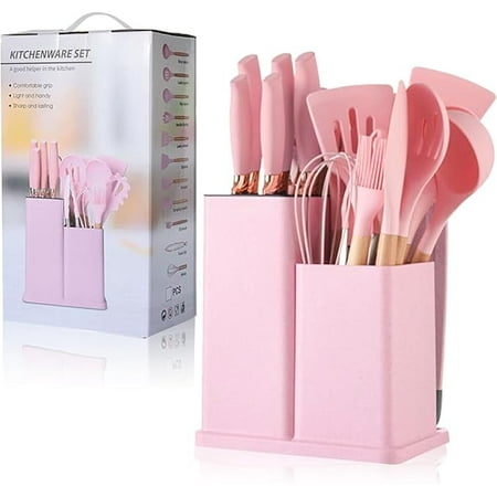 

HummyJ s 19 Pcs Silicone Cooking Utensils Set Non-Stick Kitchen Utensils Pink