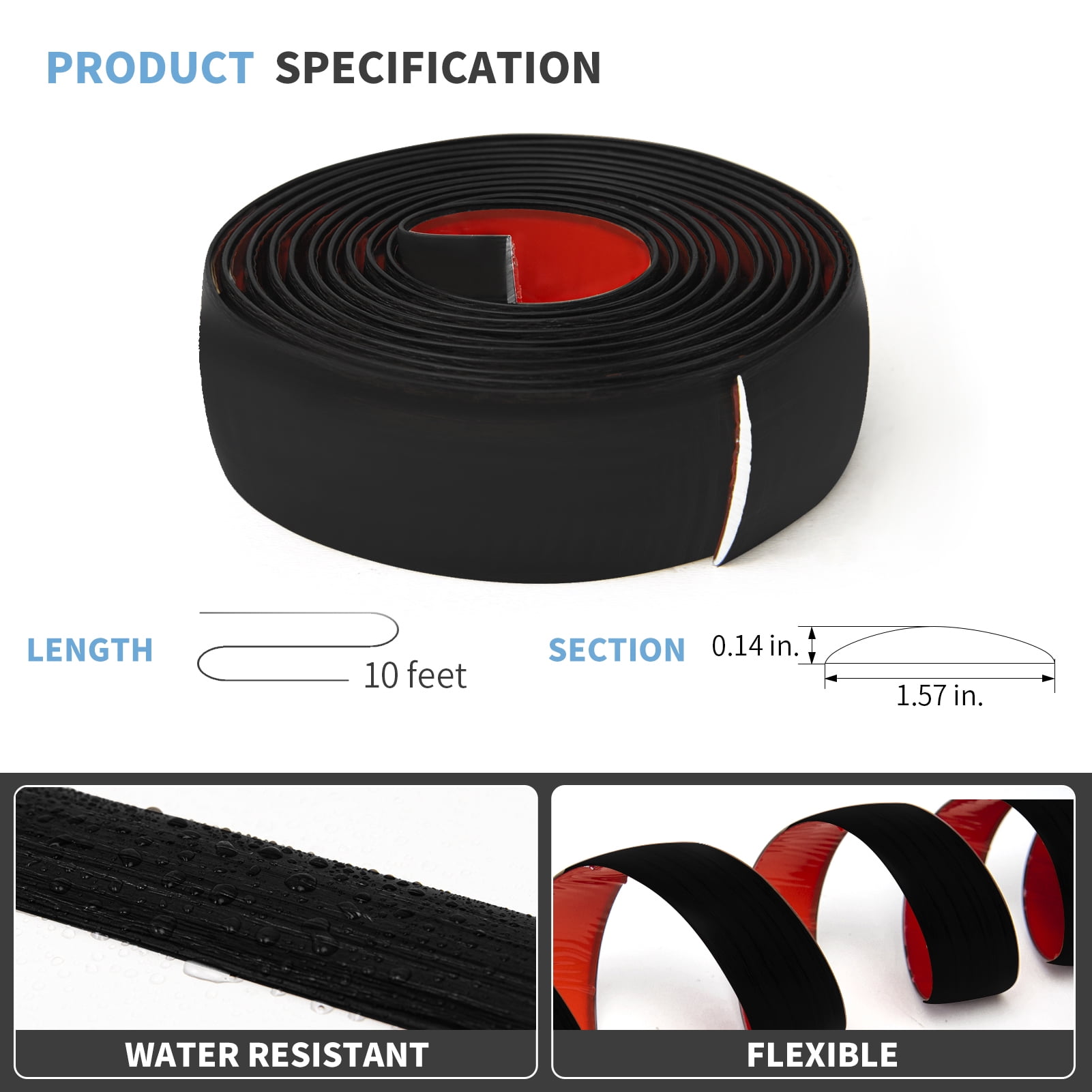 Art3d 10 FT Self Adhesive Vinyl Floor Transition Strip for Joining Floor Gaps,Carpet Threshold Transition，Black