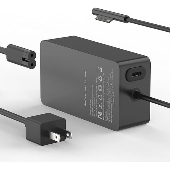 wonima0165W Laptop Charger Compatible with Microsoft Surface Pro 11, 10, 9, 8, 7+, 7, 6, 5, X, Laptop 7/6/5/4/3/2/1/Studio, Book 3/2/1, Go 4/3/2/1, 10FT