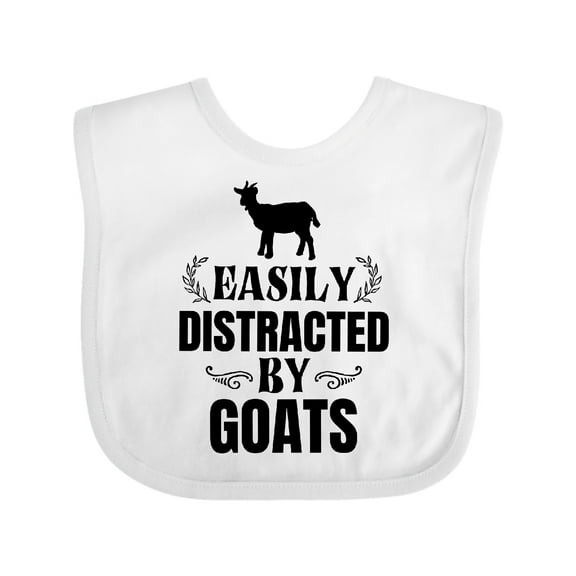 Inktastic Easily Distracted by Goats Boys or Girls Baby Bib