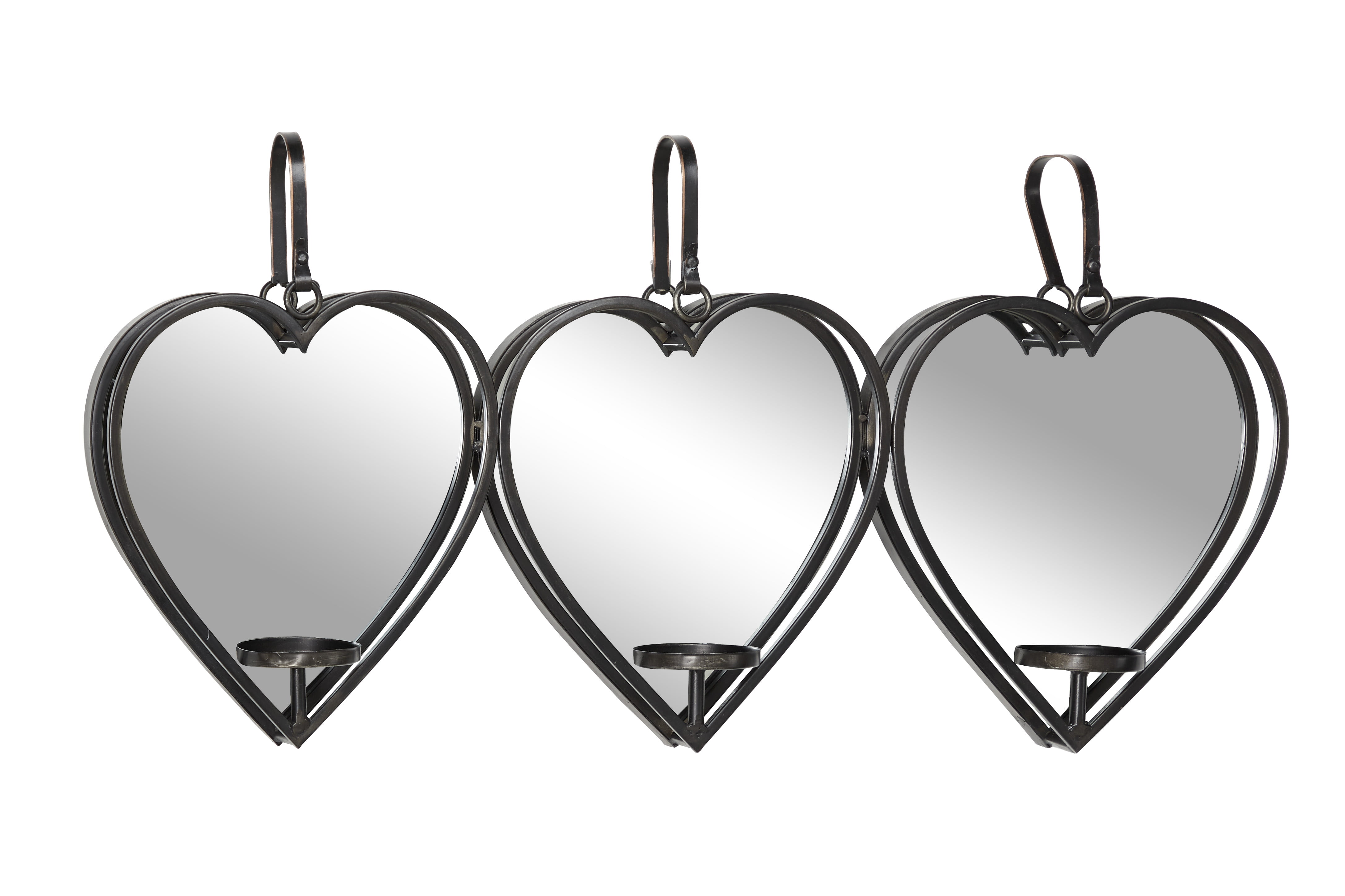 A BRAND NEW ANTIQUELOOK CANDLE HOLDER HEART SHAPE MIRROR WALL HANGING IRON CROWN 
