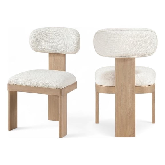 Bowery Hill Contemporary Natural Linen Textured Fabric Dining Chair (Set of 2)