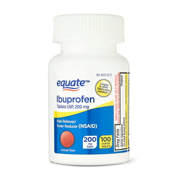 Equate Ibuprofen Pain Reliever/Fever Reducer Coated s, 200mg, 100 Count