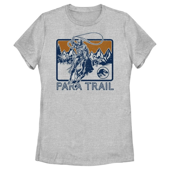Women's Jurassic World: Dominion Para Trail Cowboy Lasso a Dinosaur  Graphic Tee Athletic Heather Large