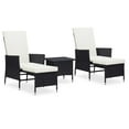 thumbnail image 2 of vidaXL Patio Furniture Set 3 Piece Wicker Armchairs with Table Poly Rattan, 2 of 34