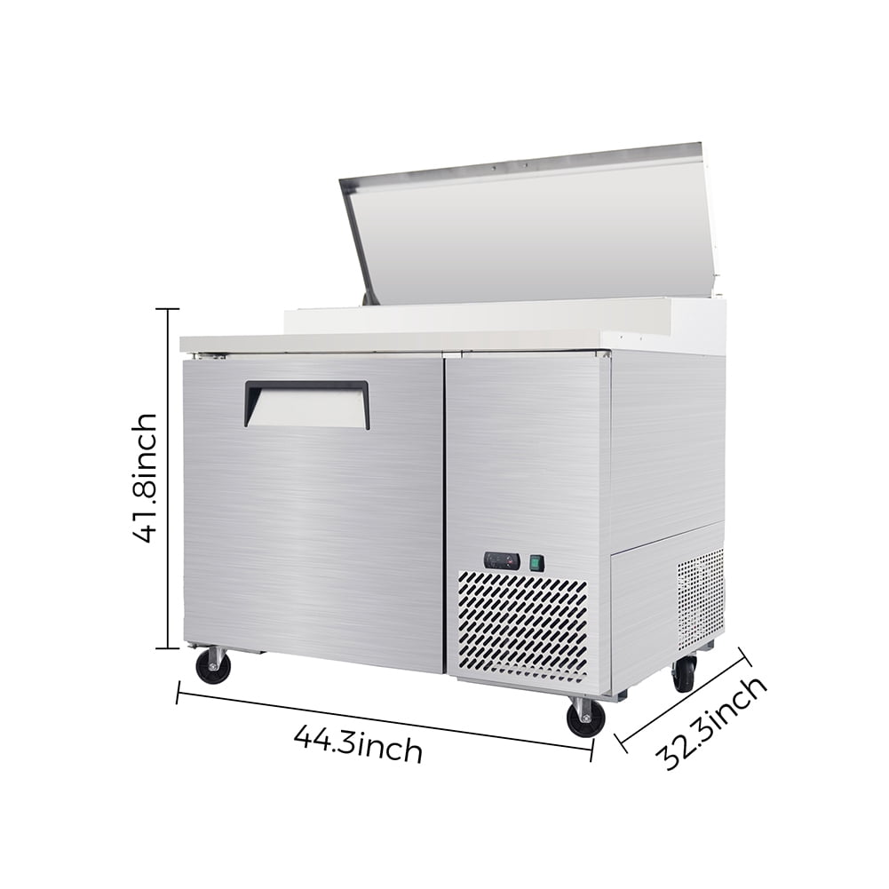 Refrigerator Sandwich & Salad Prep Table, Commercial Refrigerator with Adjustable Shelf Brackets, Insulation Lid & Casters, Stainless Steel 3 Door Worktop Fridge for Restaurants, Bar, Shops