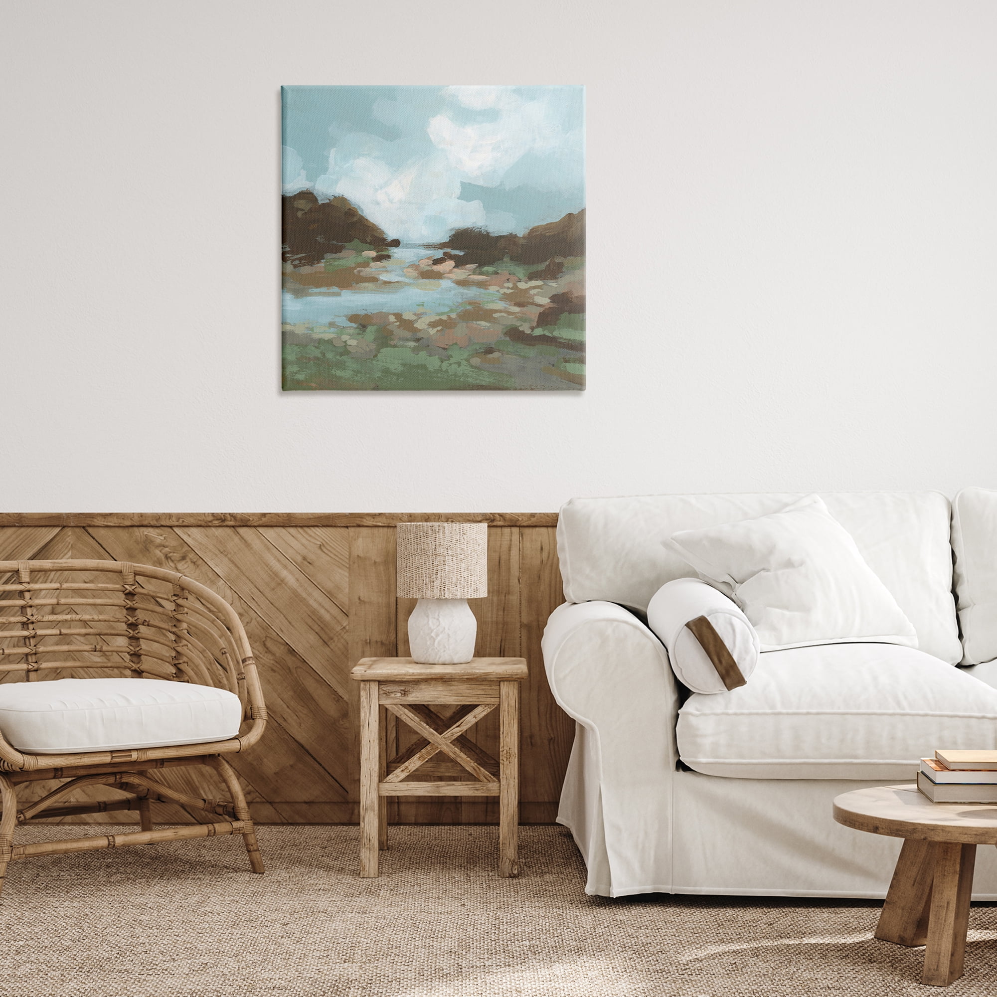 Stupell Industries Traditional River Bend Landscape & Nature Painting Wrapped Canvas Art Print Wall Art, 30 x 30