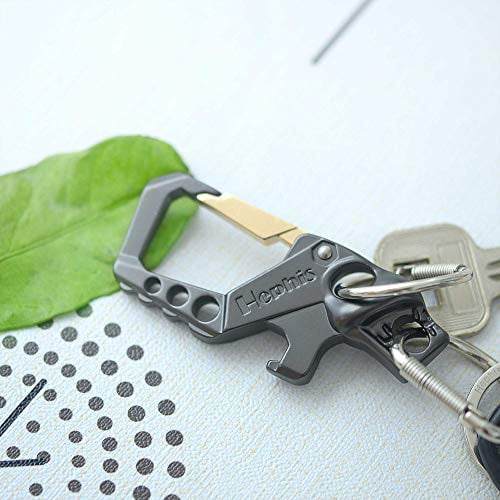 2 Pack Car Key Chains with 2 Metal Key Rings Carabiner Keychians- Gun/Golden+Silver/Gun homEdge Heavy Duty Key Chain with Bottle Opener 