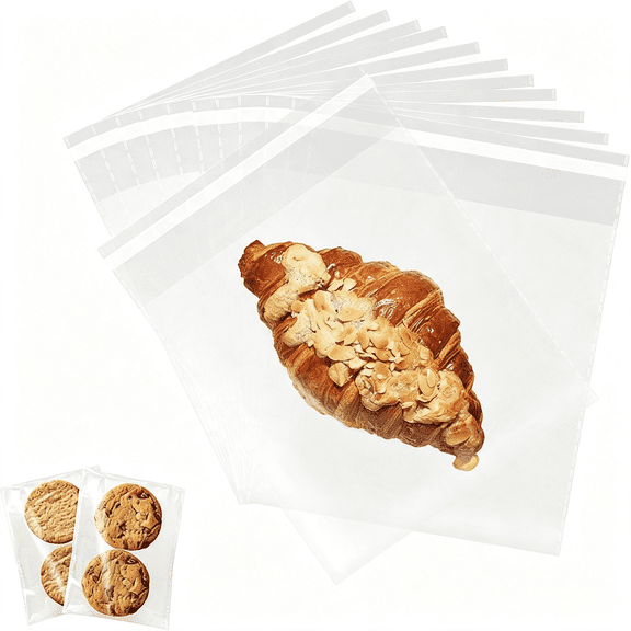 CCOCC Clear Resealable Cellophane Bags 6 X 6 Inch Self Sealing Cellophane Bags, 200Pcs Cookie Bag with Seal Packaging Treat Bag for Wrapping Bread, Soaps, Candies and Party Favors