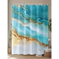 thumbnail image 4 of Abstract Waves Shower Curtain, Blue Retro Oil Painting Style Hand-painted Waterproof Shower Curtain Set with 12 Hooks Lightweight Washable Fabric Shower Curtains for Bathroom 48x72 Inches, 4 of 6