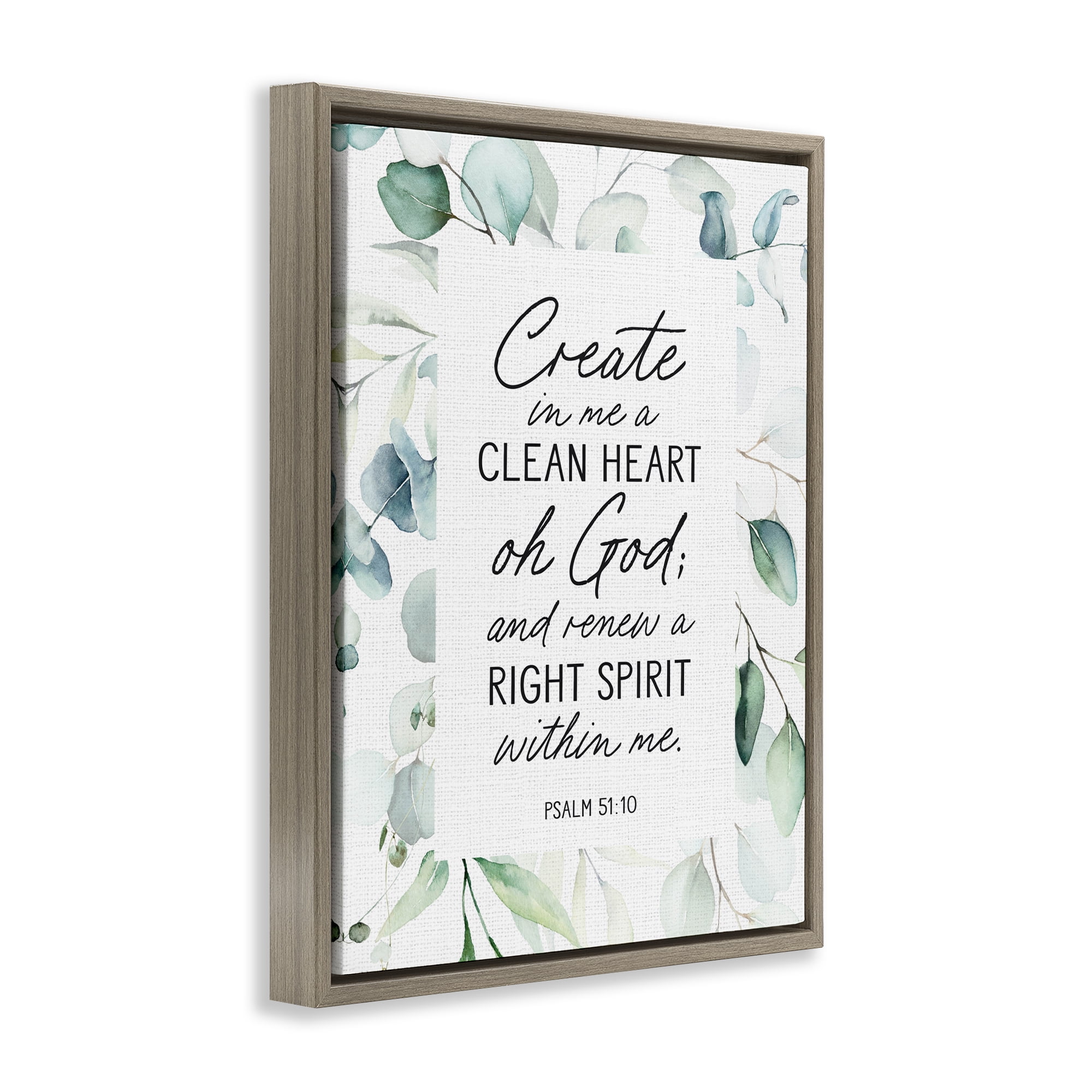 Clean Heart & Right Spirit Brown Framed Floater Canvas Wall Art, design by Lettered and Lined