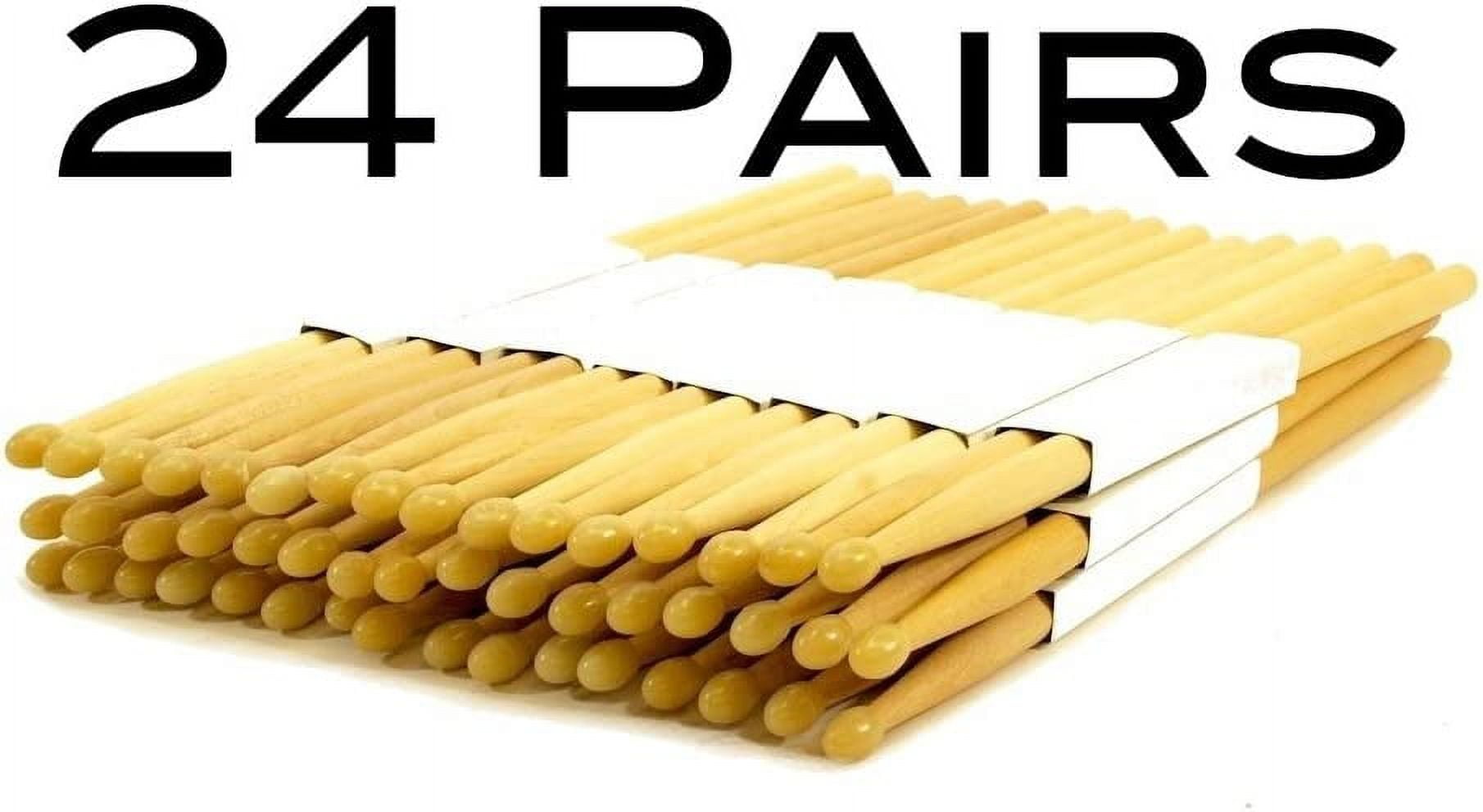 24 PAIRS 7A NYLON TIP NATURAL MAPLE WOOD DRUMSTICKS 48 DRUM STICKS 7AN