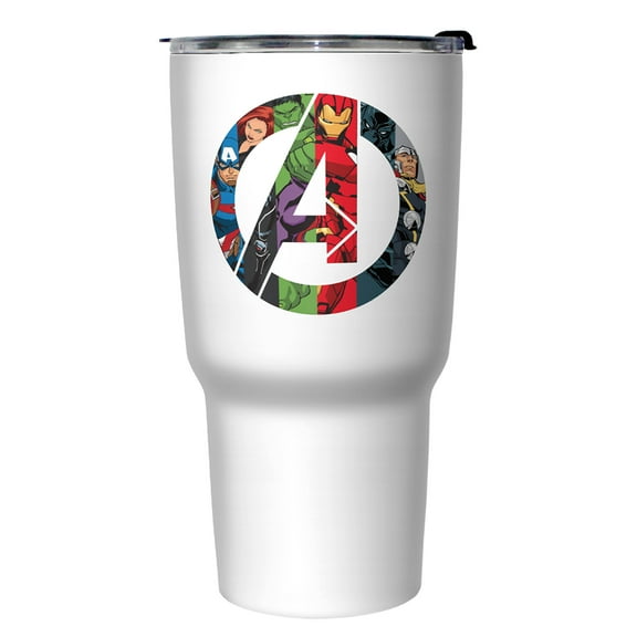 Marvel Avengers Superhero Fill Logo Stainless Steel Tumbler w/Lid White 27 oz.