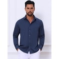 thumbnail image 4 of DARING DIVA Men's Point Collar Button Long Sleeve Business Shirts S Dark Blue, 4 of 7