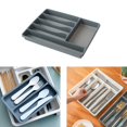 thumbnail image 4 of Bandeja de almacenamiento de cubiertos de 6 compartimentos, organizador de cajones de cocina, soporte de contenedor de utensilios, estantes de caja de Gris oscuro perfecl Bandeja de almacenamiento de cubiertos, 4 of 7