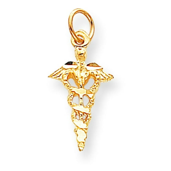 10K Yellow Gold Medical Caduceus Charm