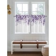 thumbnail image 2 of Purple Leaves 2 Panel Kitchen Curtains for Small Windows, Summer Botanical Bathroom Tier Curtain, Short Window Treatment for Bedroom/Living Room 55"x36", 2 of 6