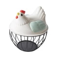 thumbnail image 2 of Cesta para almacenar huevos de gallina, cesta para huevos con tapa en forma de gallina, contenedor para recoger huevos, cestas para despensa, encimera de cocina Tapa verde, 2 of 8