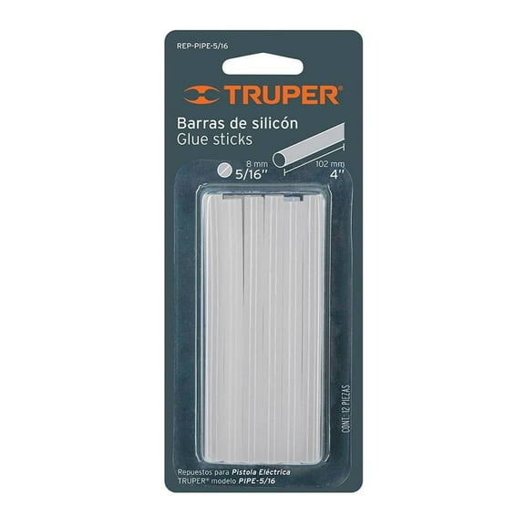 Barra de Silicón Truper 12 Piezas REP-PIPE-5/16