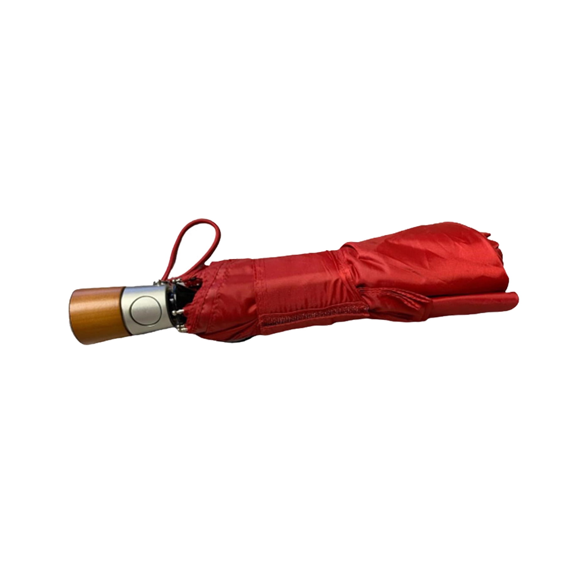 Totes Auto Open/Close Umbrella 43 in. with Wooden Handle (Red