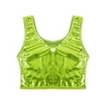 thumbnail image 5 of Alvivi Women's Shiny Metallic Tank Crop Top Scoop Neck Vest Blouse Shirt Rave Dance Clubwear Fluorescent Green One Size, 5 of 7