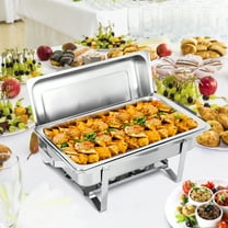 HomGarden 8 Pack 8QT Full Size Chafing Dish, Stainless Steel Chafer Buffet Sets, Silver