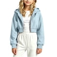 thumbnail image 4 of ShomPort Zip Up Hoodies for Girl Cropped Sweatshirts Fall Trendy Outfits Fleece Kids Little Girls Clothes 5-15 Years, 4 of 5