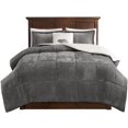 thumbnail image 1 of Woolrich Polyester Solid Low Pile Velour to Berber Comforter Set in Charcoal, 1 of 10