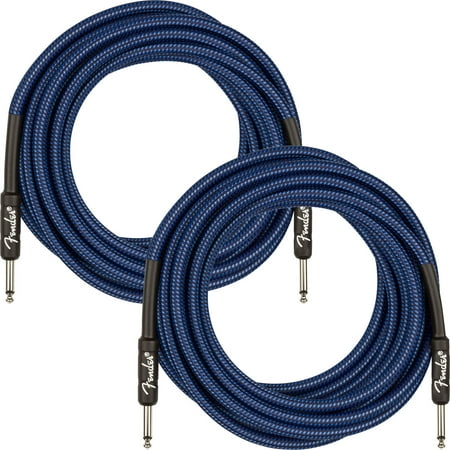 Fender 18.6' Professional Instrument Cable, Straight-Straight, Blue Tweed - 2 Pack