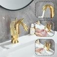 thumbnail image 5 of Luxury Gold Swan Bathroom Sink Faucet Lavatory Basin Single Handle Mixer Tap, 5 of 19