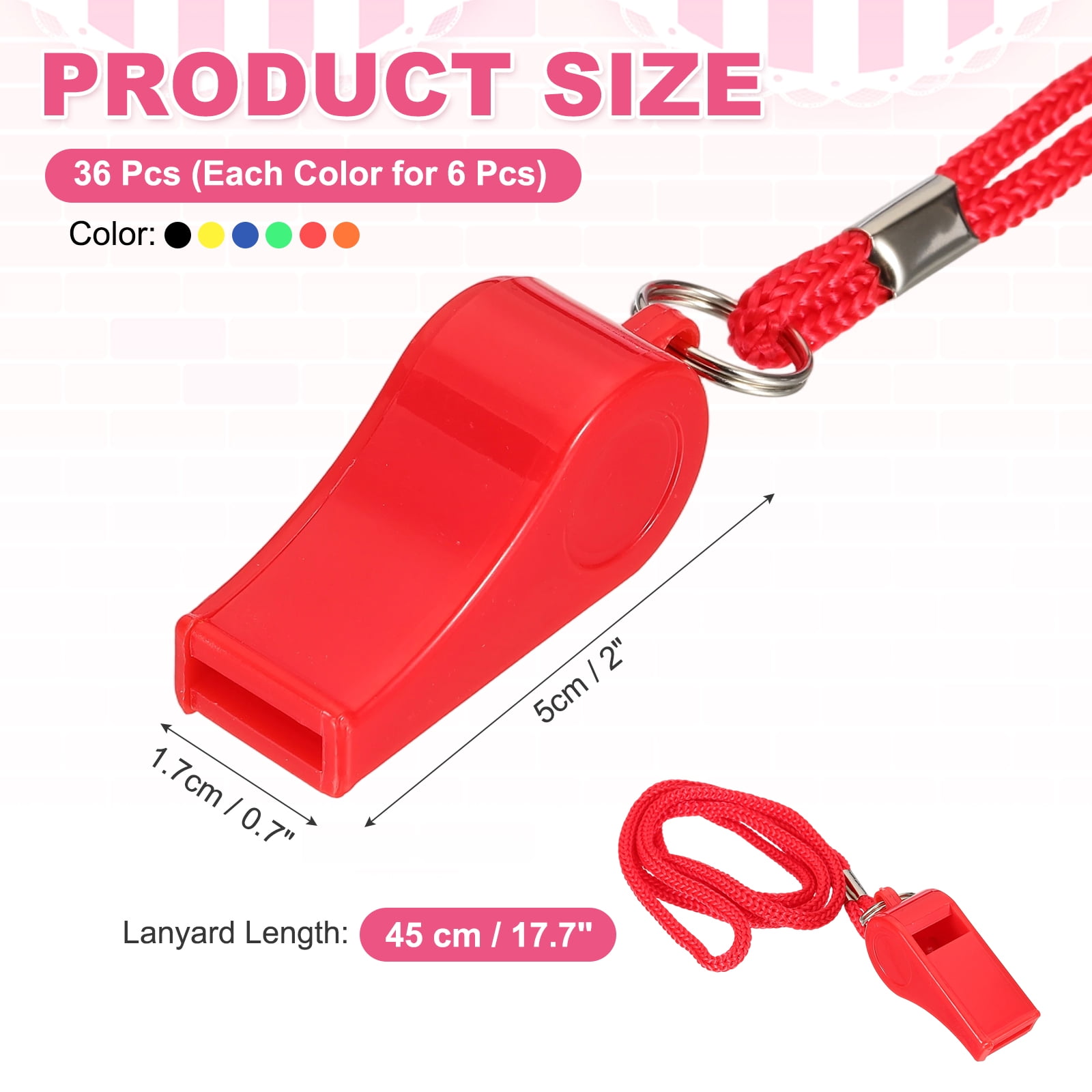 Uxcell Plastic Whistle with Lanyard, Training Sport Gather Whistles Loud Crisp Sound Colorful Bulk Whistle 36 Pcs & Multicolor -Fitting for (Coaches/Referee/Outsides/Team Events)