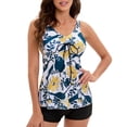 thumbnail image 4 of SWSMCLT Women's Spaghetti Strap 2 Piece Beach Swimsuit Modest Bathing Suit Hawaiian Padded Tankini Short Mid Rise Soft Yellow 12, 4 of 4