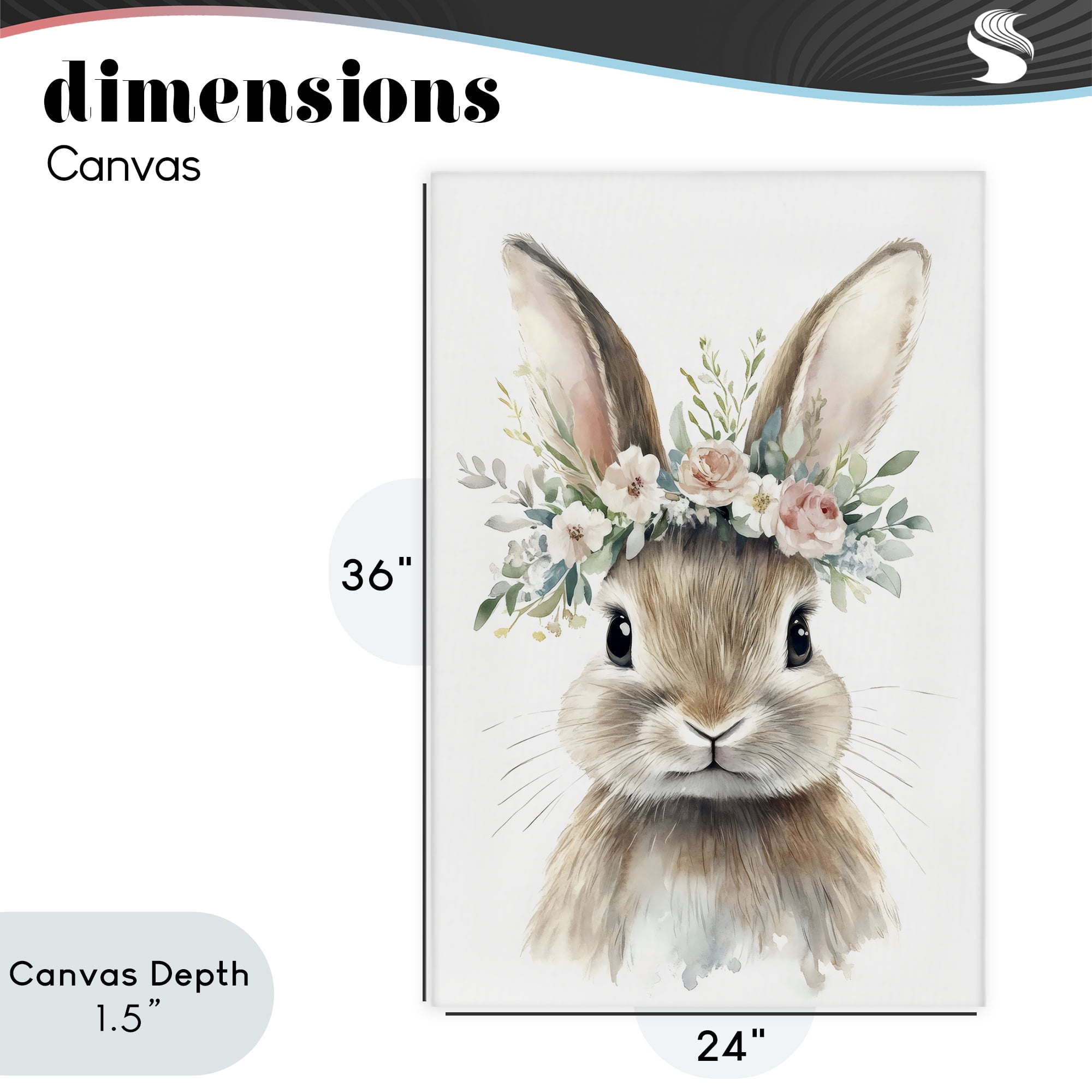 Stupell Industries Flower Adorned Baby Rabbit Canvas Wall Art, design by Creative Studio